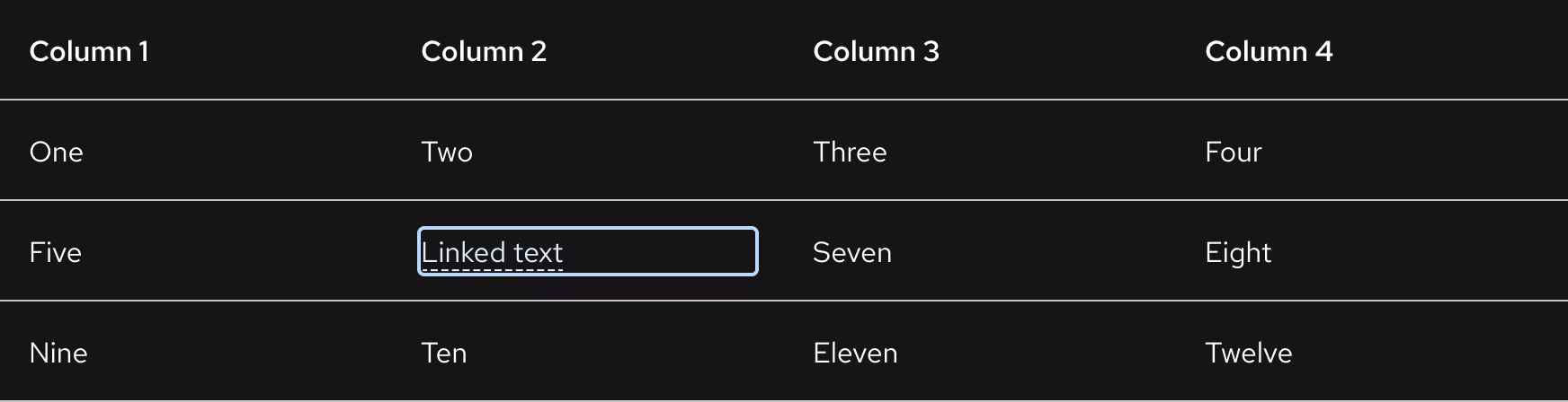 Dark scheme table cell in focus state